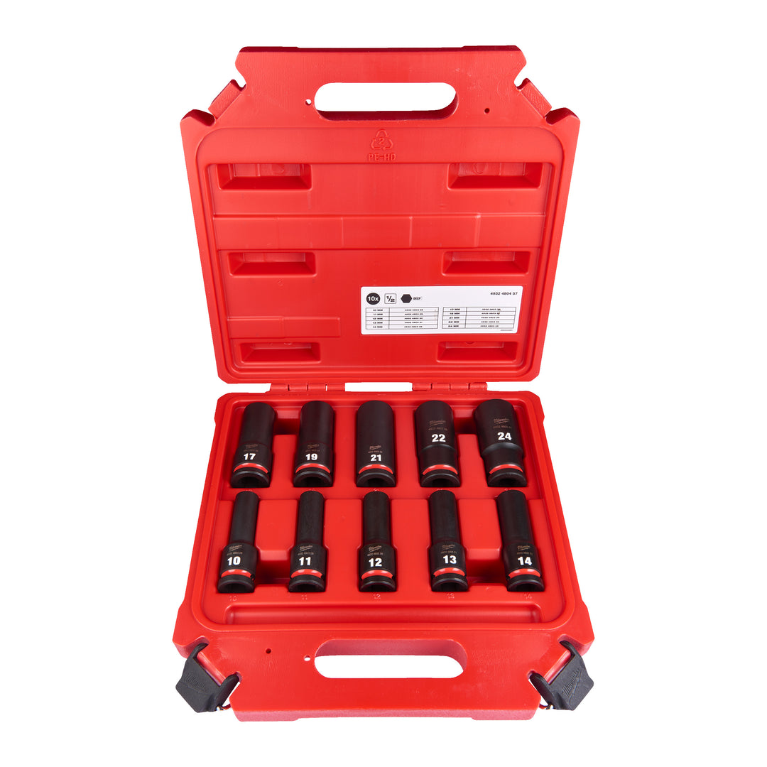 10-teiliges Set SHOCKWAVE Schlagnuss 1/2" lang Set