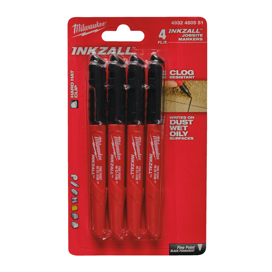 feine Spitze: schwarz INKZALL Permanentmarker Set 4-teilig
