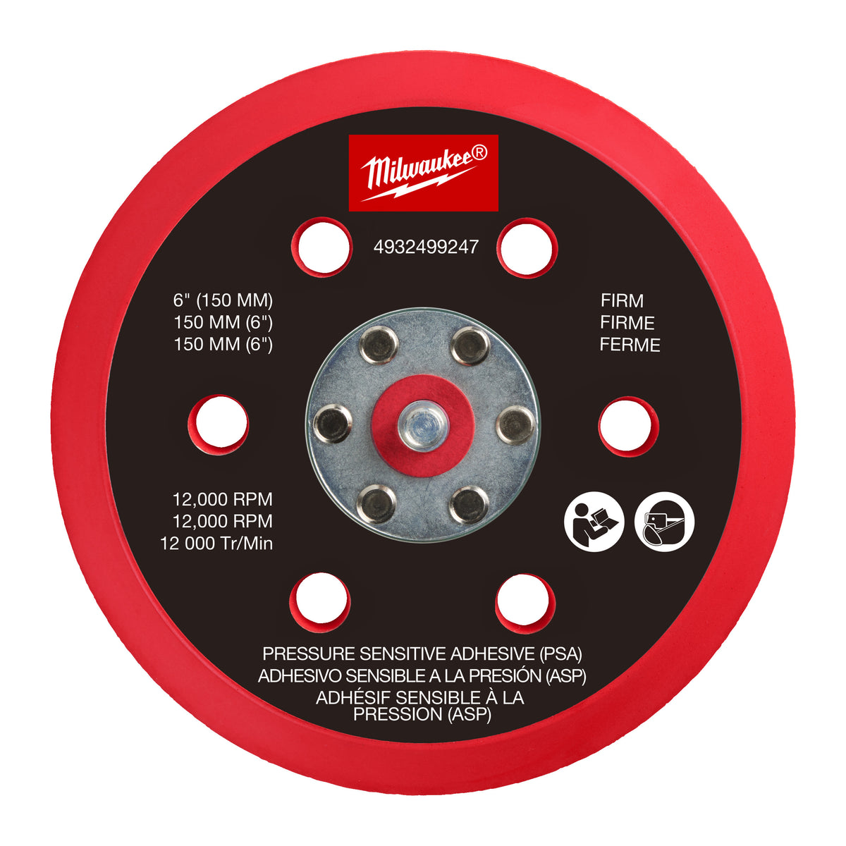 Schleifteller für M12 FUEL™ 150 mm Exzenterschleifer - hart und druckempfindlich haftend (PSA) FROSBPHP150