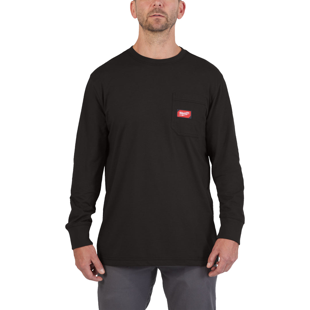Arbeits-Langarm-Shirt schwarz mit UV-Schutz WTLSBL-L