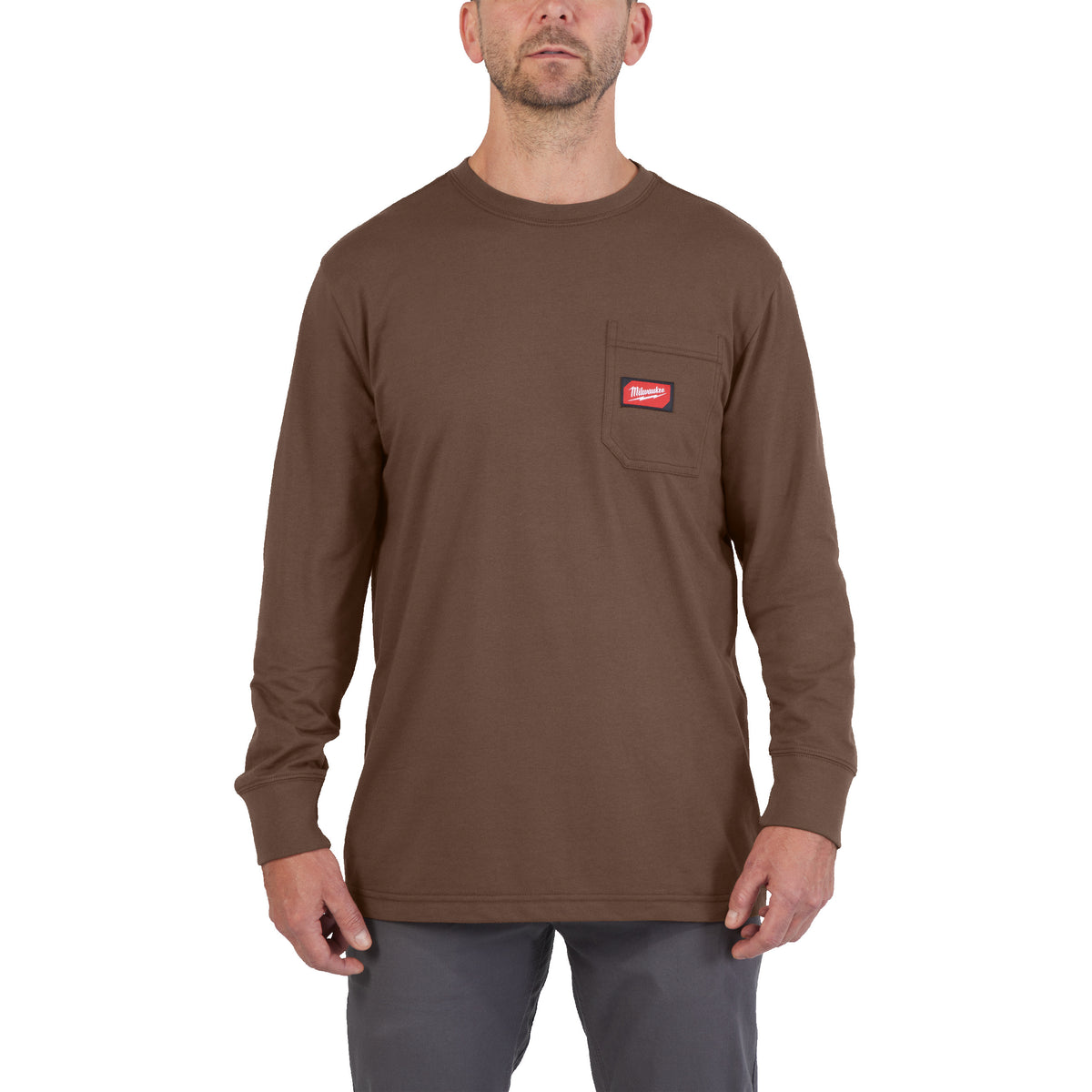 Arbeits-Langarm-Shirt braun mit UV-Schutz WTLSBR-M