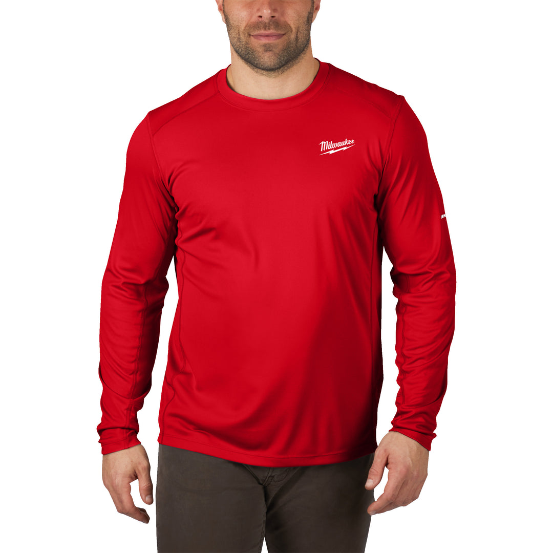 Funktions-Langarm-Shirt rot mit UV-Schutz WWLSRD-M